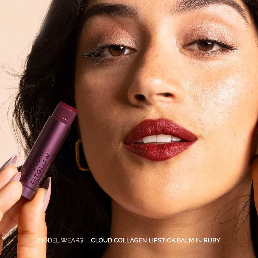 Cloud Collagen Lipstick + Cheek Balm - Ruby | Fitglow Beauty